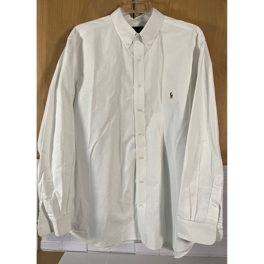 Ralph Lauren Button Down Shirt Mens 2XB White Classic Fit Oxford Pony Logo